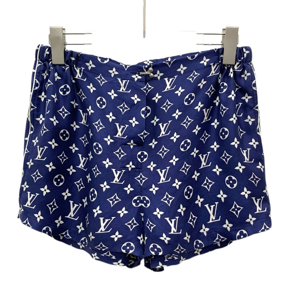 Louis Vuitton Blue Monogram Print Shorts Size M 95% New Slightly Stretched Louis